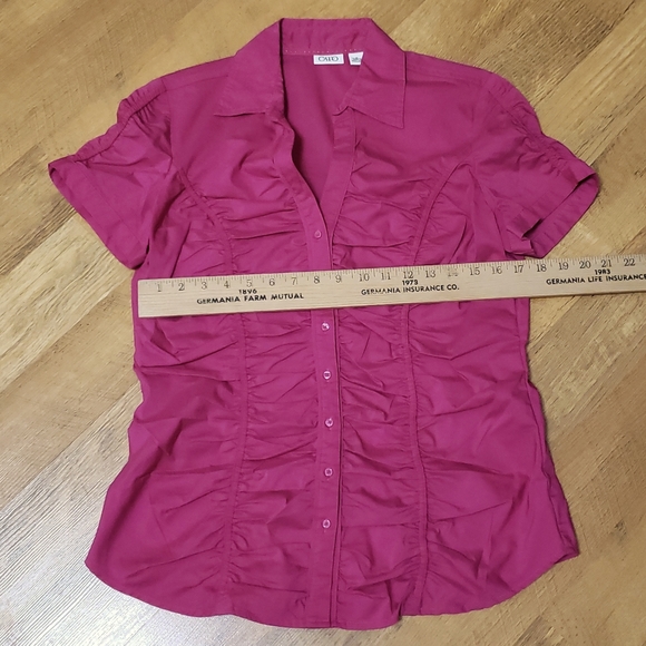 Cato - Hot Pink Ruched Shirt - Ladies Medium - Picture 6 of 11